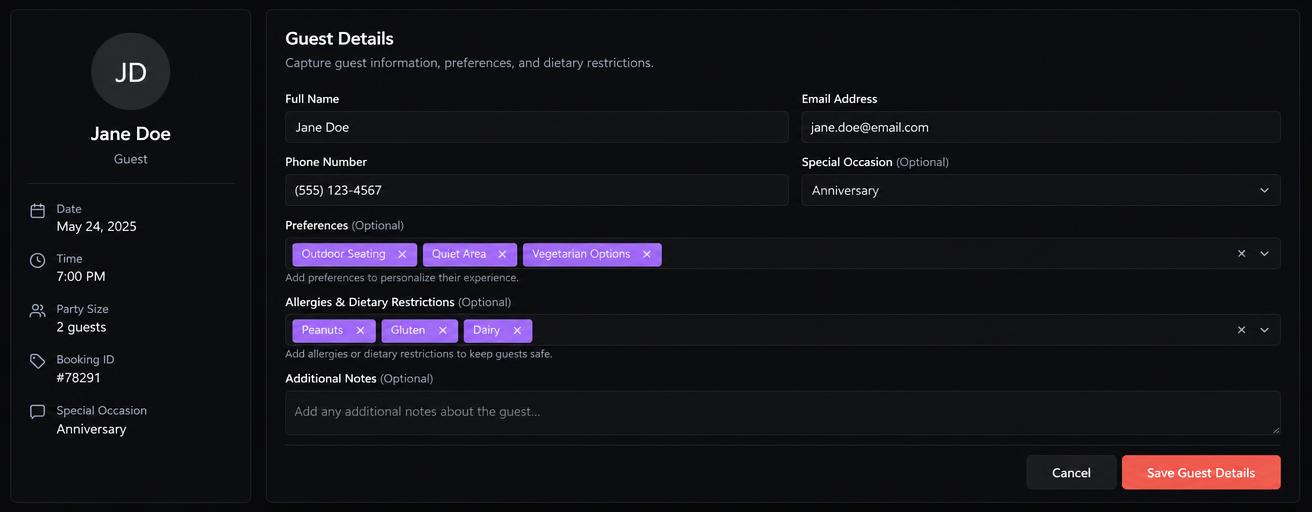 OUTRCH guest detail capture