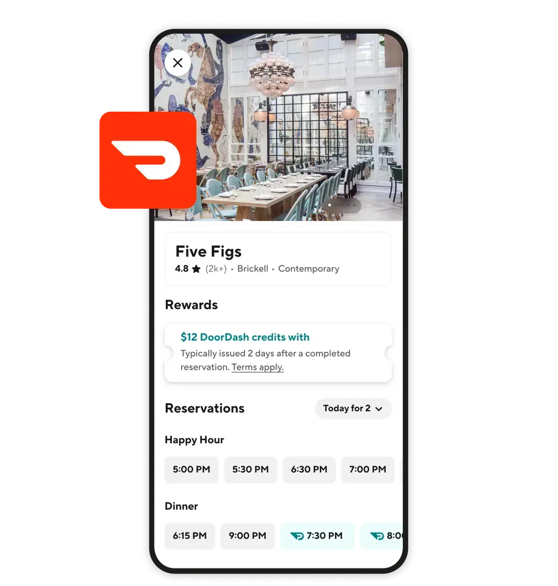 Restaurant reservations by delivery marketplaces