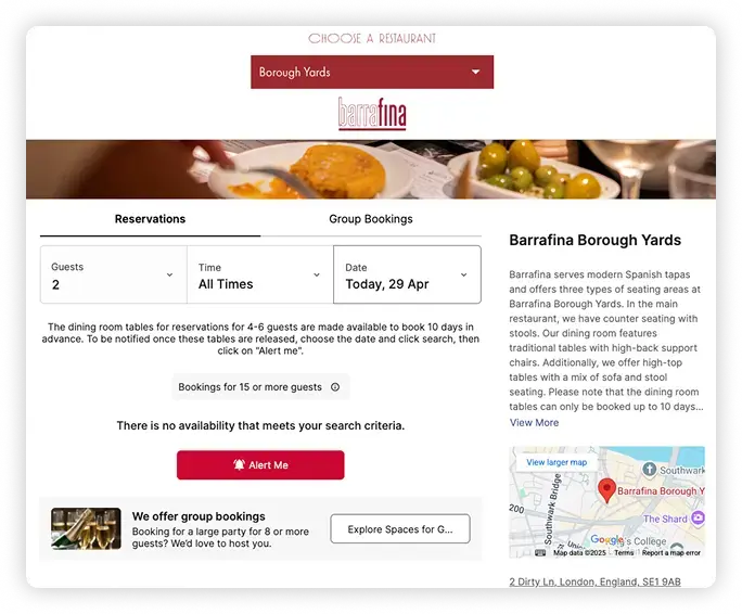 barrafina private dining widget
