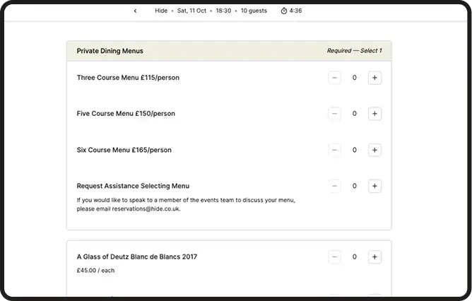 private event upsells