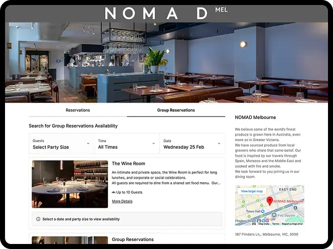 nomad event management booking widget